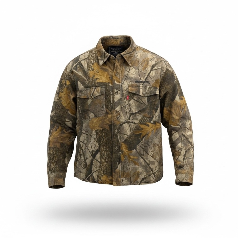 Winchester Rugged Sportsman Camo Quilted Flannel Shirt Jacket Mens L WCS009